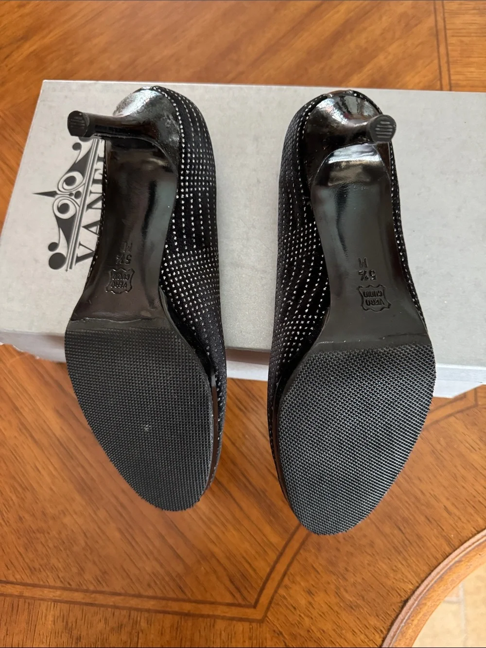 Vaneli Black Crystal-Studded Velvet Pumps